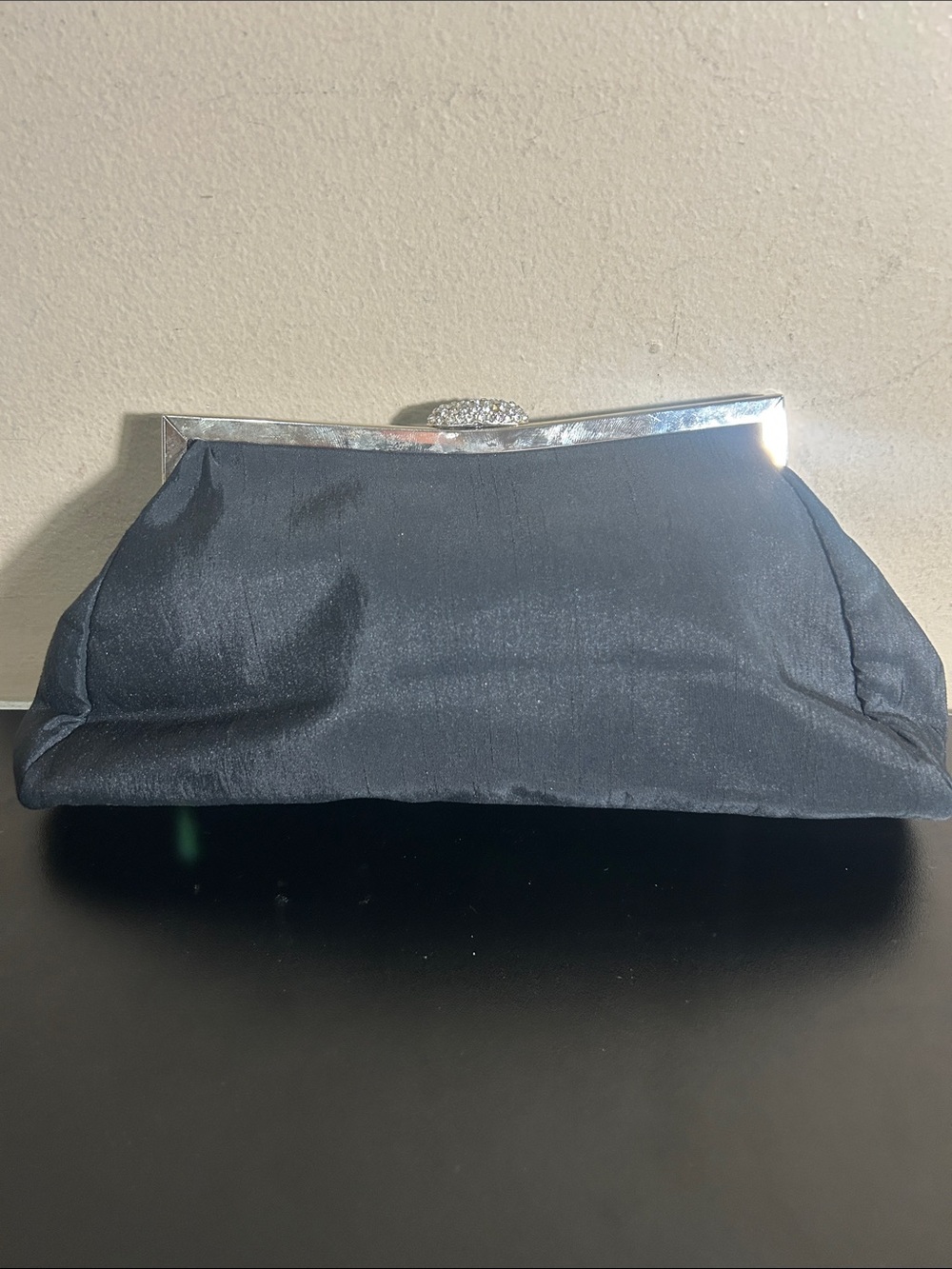 Lancôme Classic Black Satin Evening Clutch Vintage
